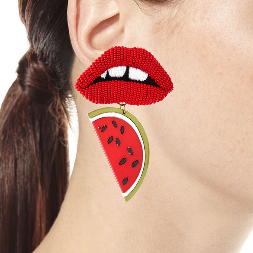 MIGNONNE GAVIGAN ZANDRA LIPS/WATERMELON EARRINGS